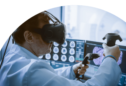 healthcare professional using robotics to aid patient diagnostic