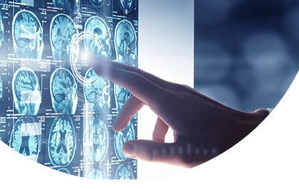 Hand pointing at medical imaging