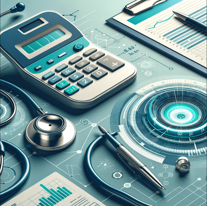 medical tools and devices on a graphic background