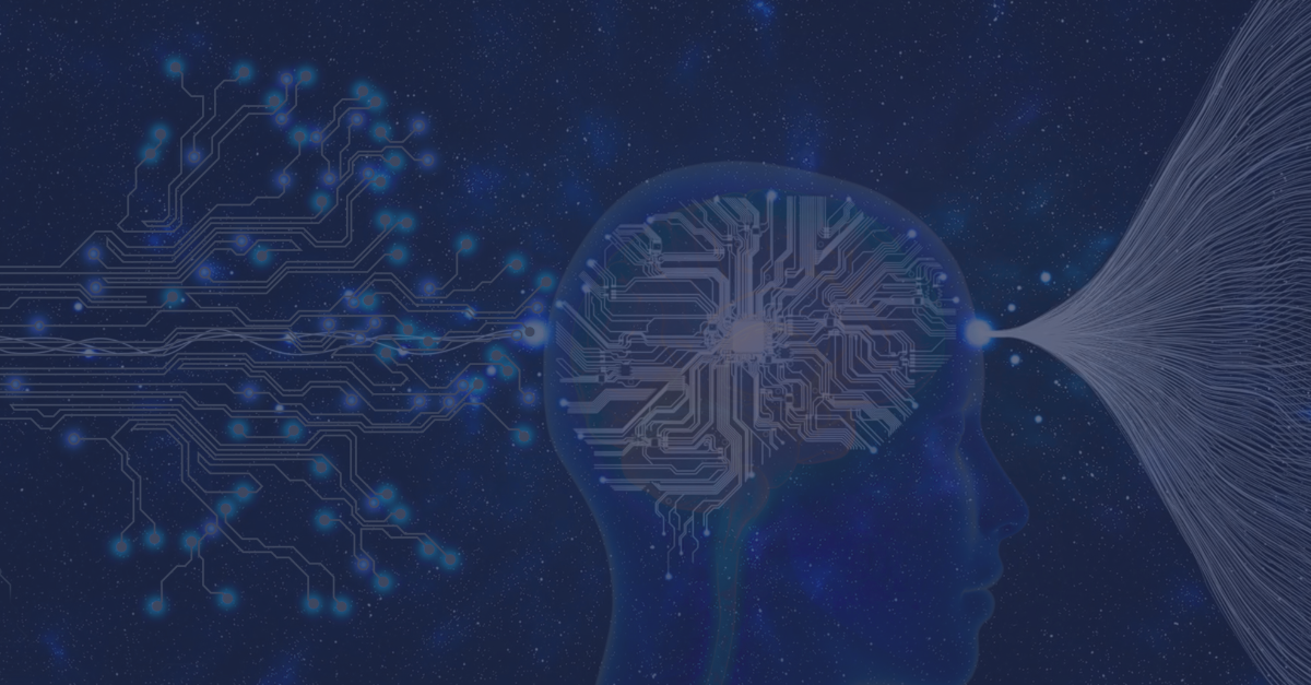AI circuit brain showing AI going in and the brain processing it with digital paths